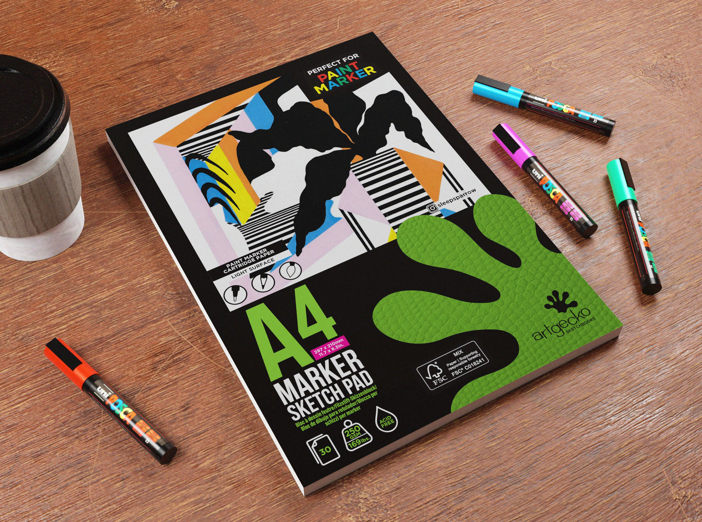 Artgecko A5 Freestyle Sketchbook - White Paper - 250gsm - 10 Sheets + POSCA  PC-1MR Basics Set of 5 : : Home & Kitchen